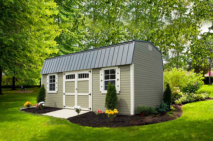 Mini Barn shed with amestown Red color Dutchlap siding, pequea tan color Trim and doors, Shiny Black color Roof Mini Barn shed with amestown Red color Dutchlap siding, pequea tan color Trim and doors, Shiny Black color Roof